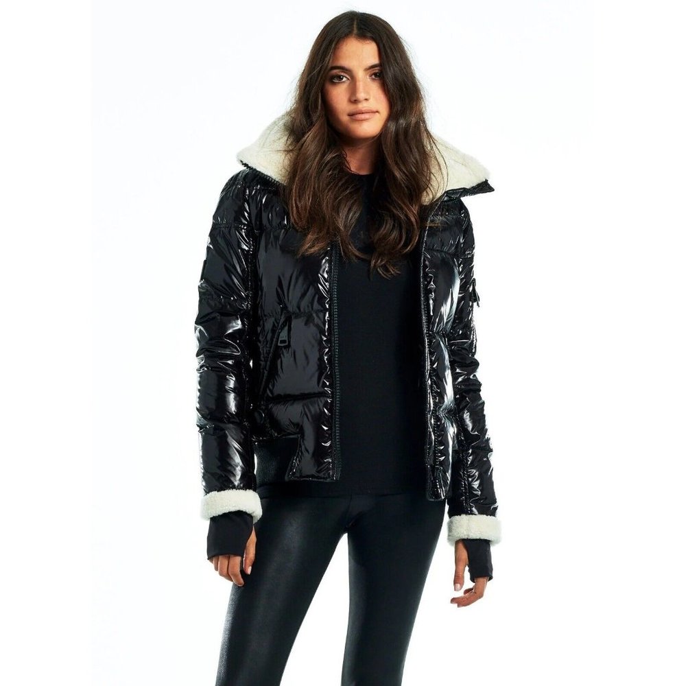 SAM Nikki Puffer Jacket Caviar Black Shearling Collar